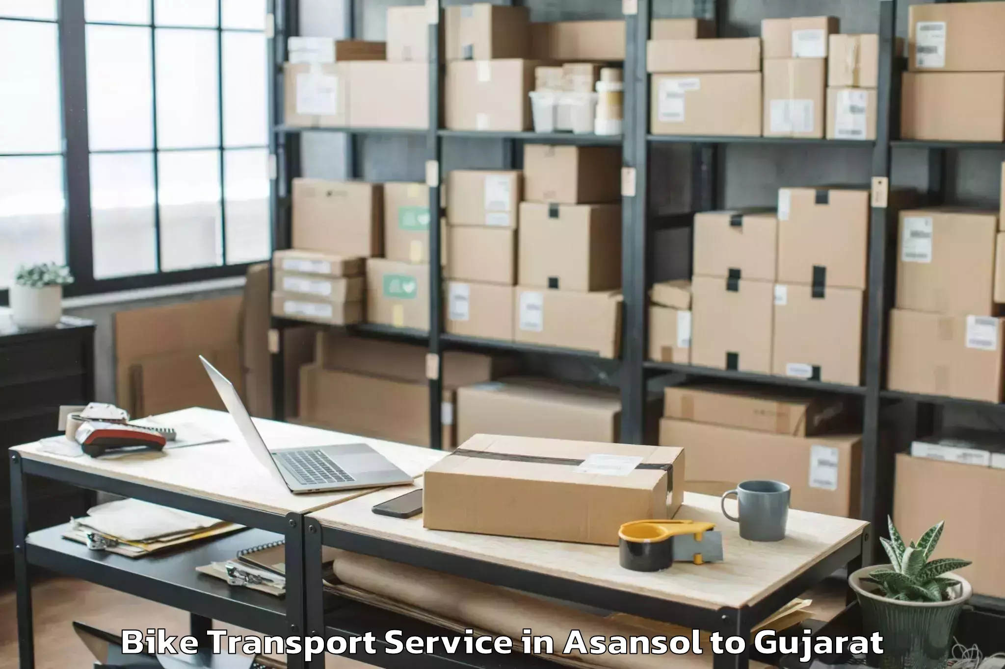 Book Asansol to Marwadi University Rajkot Bike Transport